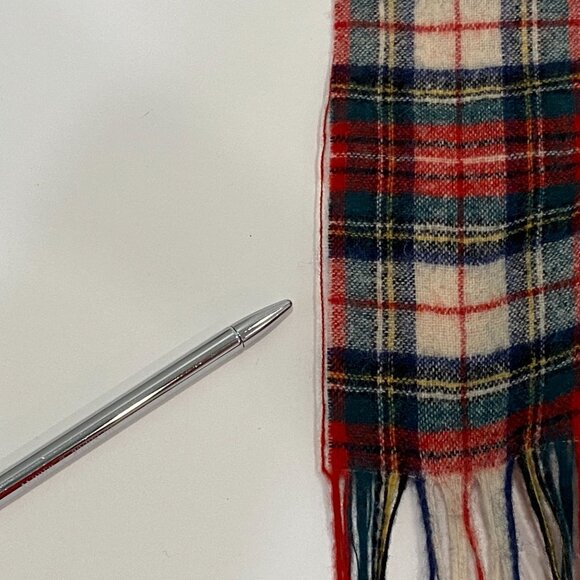 Vintage Pendleton Wool Plaid Scarf With Fringe Stewart Dress Tartan Made in USA - Picture 6 of 6